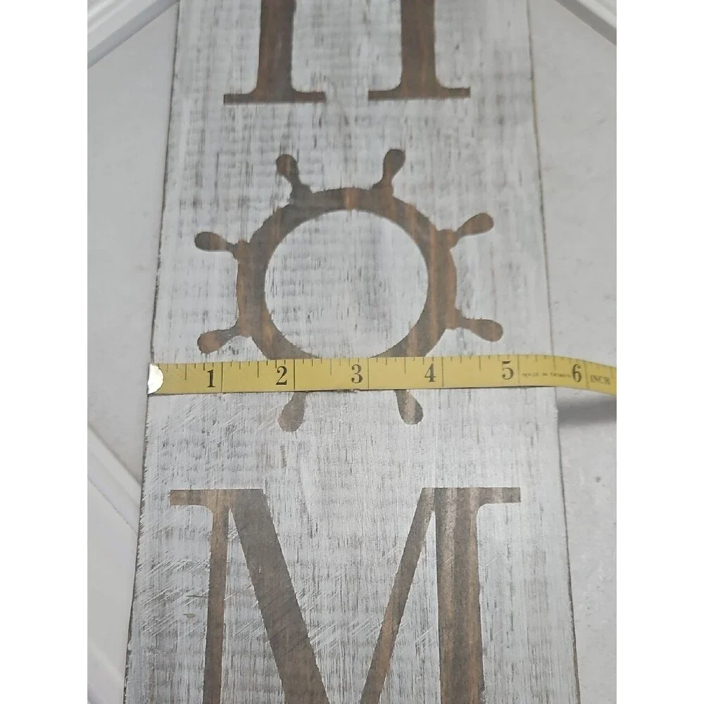 NWOT Rustic Verticle HOME Nautical Wooden Sign - White & Brown